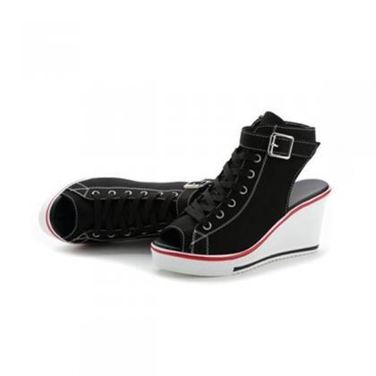 Veooy Cute Wedge Canvas Sneakers
