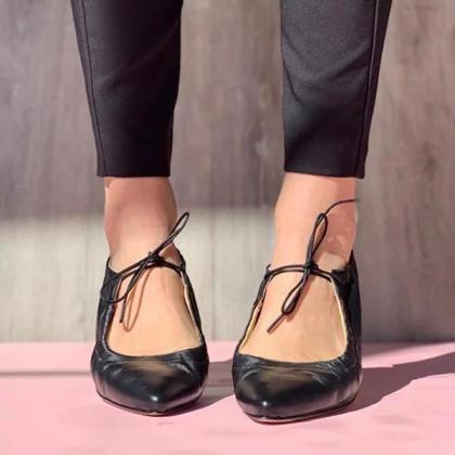 Veooy Point Toe Lace-up Flats Sandals