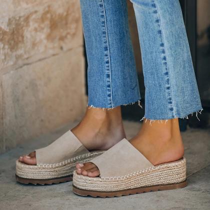 Veooy Daily Faux Suede Espadrille Flatform Sandals