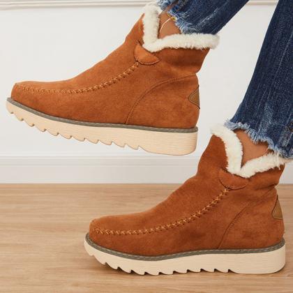 Veooy Fur Lining Ankle Snow Boots