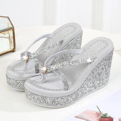 Veooy Bling Sequined Crystal Super High Heeled..