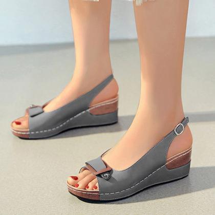 Veooy Open Toe Slingback Wedge Platform Sandals