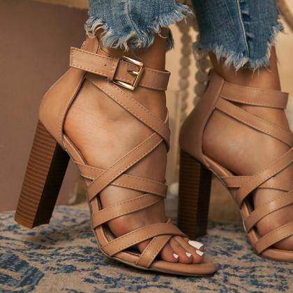 Veooy Ankle Adjustable Gold-tone Buckle Chunky..