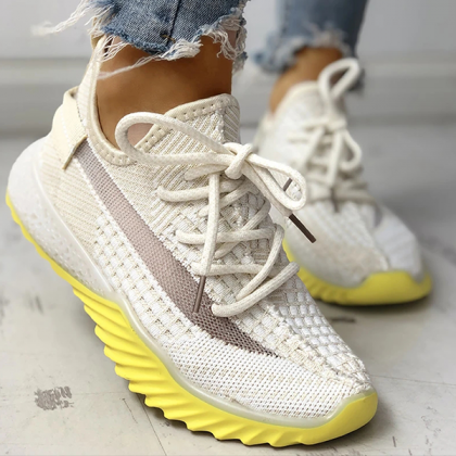 Veooy Net Surface Breathable Lace Up Yeezy..