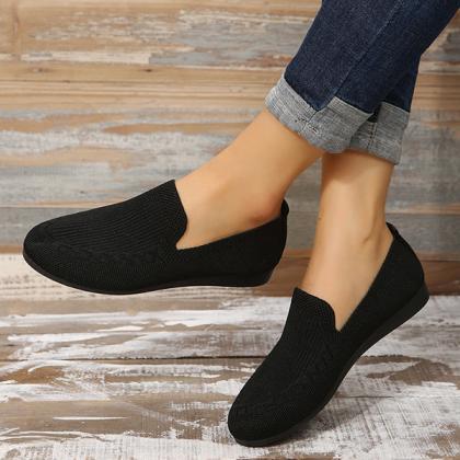 Veooy Casual Knitted Solid Color Flats