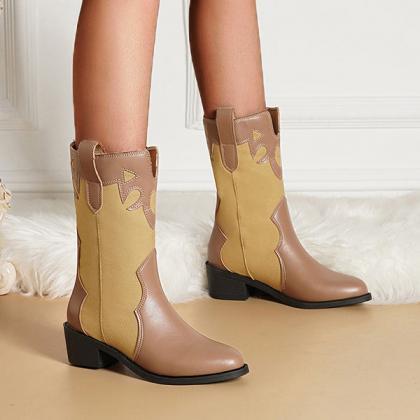 Veooy Pointed Toe Pull-on Western Cowboy Boots