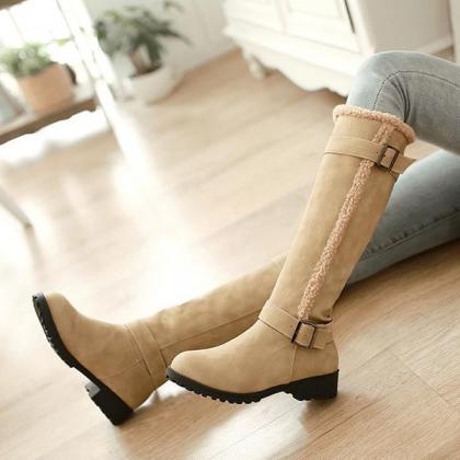 Veooy Warm Knee High Snow Boots Winter Fur Lined..