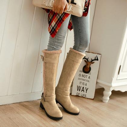 Veooy Warm Knee High Snow Boots Winter Fur Lined..