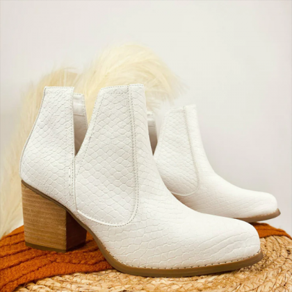 Veooy Slip On Cutout Ankle Boots Chunky Stacked..