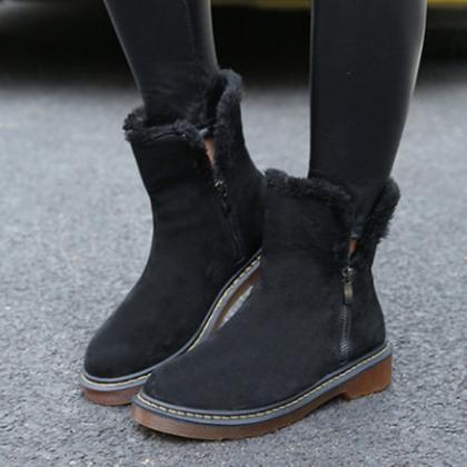 Veooy Warm Fur Lined Snow Boots Blow Heel Winter..