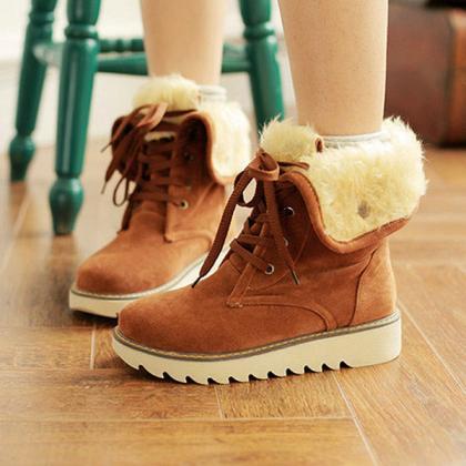 Veooy Non Slip Ankle Snow Booties Faux Fur Mid..