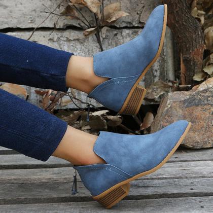 Veooy Casual Suede Low Heeled Ankle Booties