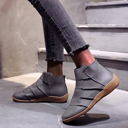 Veooy Solid Color Pull-on Lightweight Ankle Boots