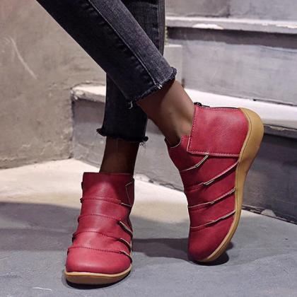 Veooy Solid Color Pull-on Lightweight Ankle Boots