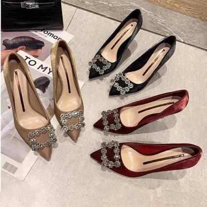 Veooy Suede Pointed Toe Stiletto High Heels..