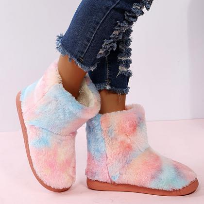 Veooy Furry Warm Snow Boots Winter Ankle Boot Flat..