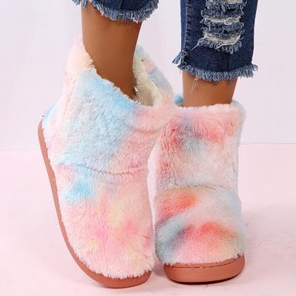 Veooy Furry Warm Snow Boots Winter Ankle Boot Flat..