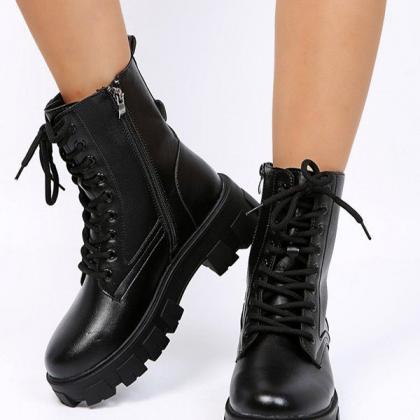 Veooy Chunky Platform Combat Ankle Boots Goth Lug..