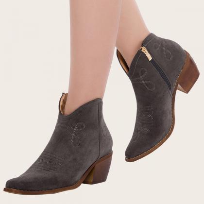 Veooy Pointed Toe Western Cowgirl Boots Chunky..