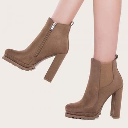 Veooy Platform Chelsea Ankle Boots Side Zipper..