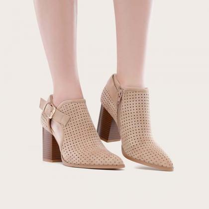 Veooy Pointed Toe Side Cutout Western Booties..