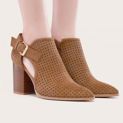 Veooy Pointed Toe Side Cutout Western Booties..