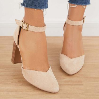 Veooy Casual Chunky Block High Heel Pumps Pointed..