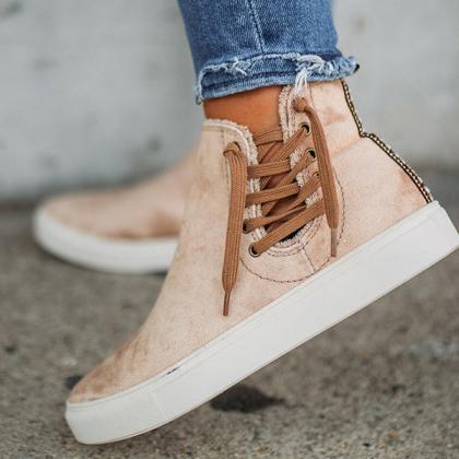 Veooy Casual High Top Canvas Lace-up Sneakers