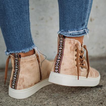 Veooy Casual High Top Canvas Lace-up Sneakers