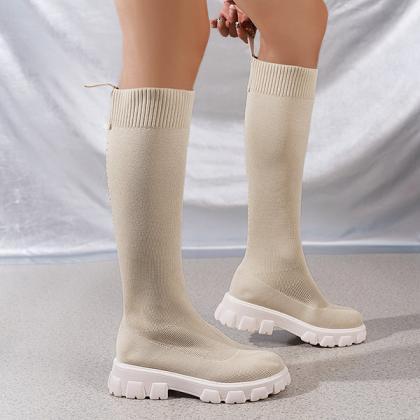Veooy Chic Knee High Knitted Sock Boots