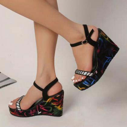 Veooy Fashion Round Toe Buckle Color-blocking..