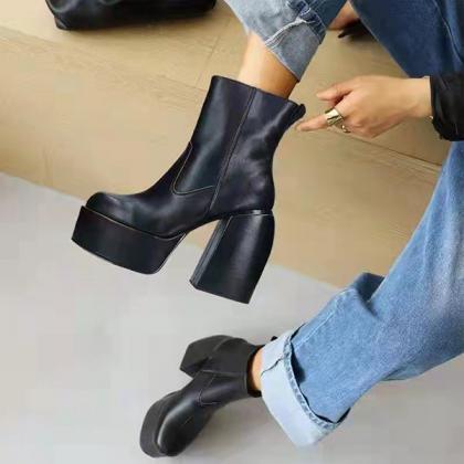 Veooy Black Platform High-heeled..