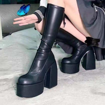 Veooy Black Platform High-heeled..