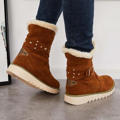 Veooy Non Slip Snow Ankle Boots Warm Fur Lined..