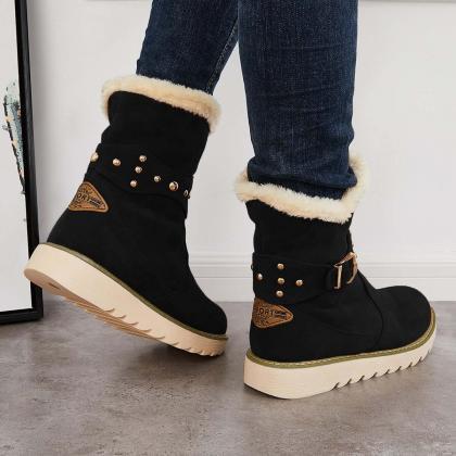 Veooy Non Slip Snow Ankle Boots Warm Fur Lined..