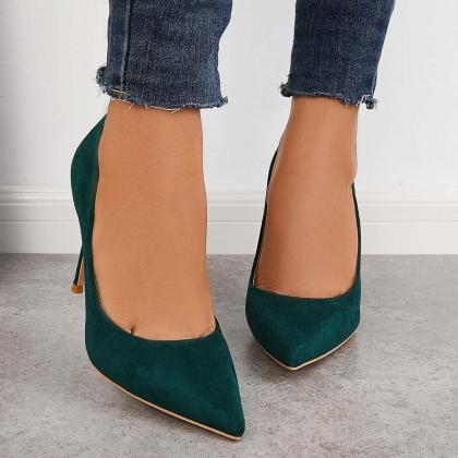 Veooy Classic Suede Pointed Toe Dress Pumps..