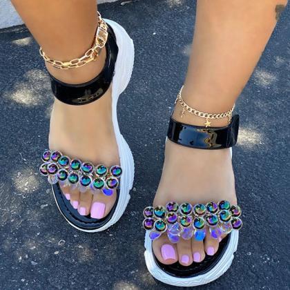 Veooy Cute Beans Velcro Side Closure Sandals
