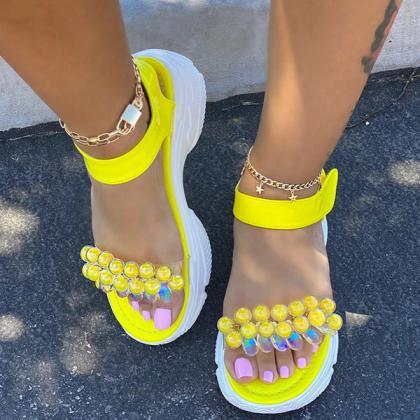 Veooy Cute Beans Velcro Side Closure Sandals