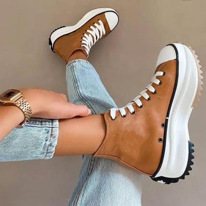 Veooy Non-slip Sole High Top Lace Up Boots