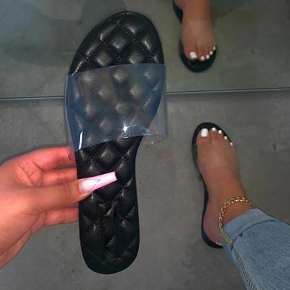 Veooy Summer Clear Strap Slip On Flat Sandals