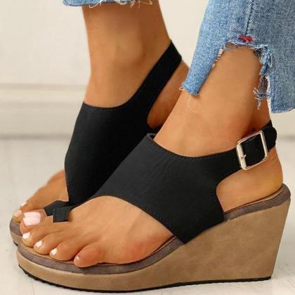 Veooy Toe Ring Cutout Slingback Sandals