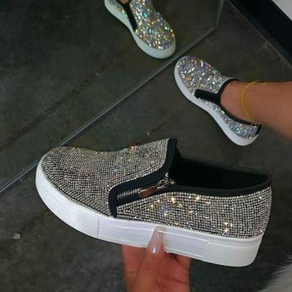 Veooy Sexy Zipper Round Toe Sneakers