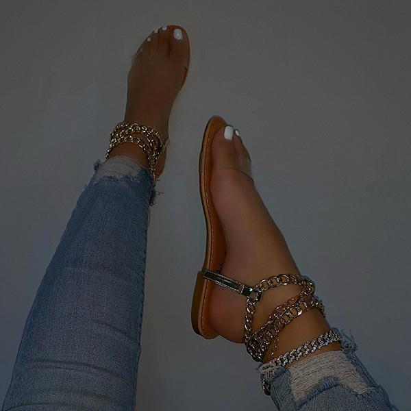 Veooy Clear Straps Chain Sandals