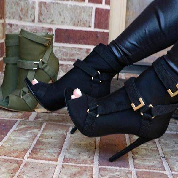 Women's Back Zip Peep Toe Stiletto Heel Ankle Boots