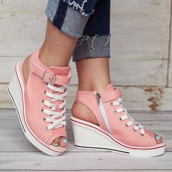 Veooy Cute Wedge Canvas Sneakers