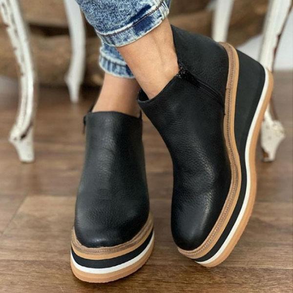 Veooy Comfy Solid Color Wedge Ankle Boots