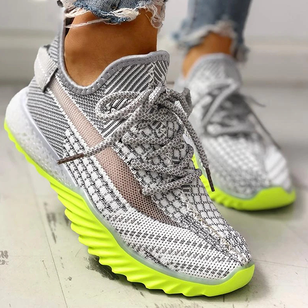 Veooy Net Surface Breathable Lace Up Yeezy Sneakers