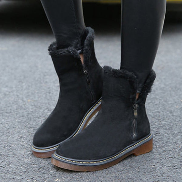 Veooy Warm Fur Lined Snow Boots Blow Heel Winter Ankle Booties
