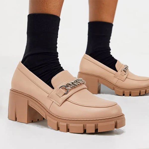 Veooy Slip On Penny Loafers Platform Chunky Heels Lug Sole Shoes