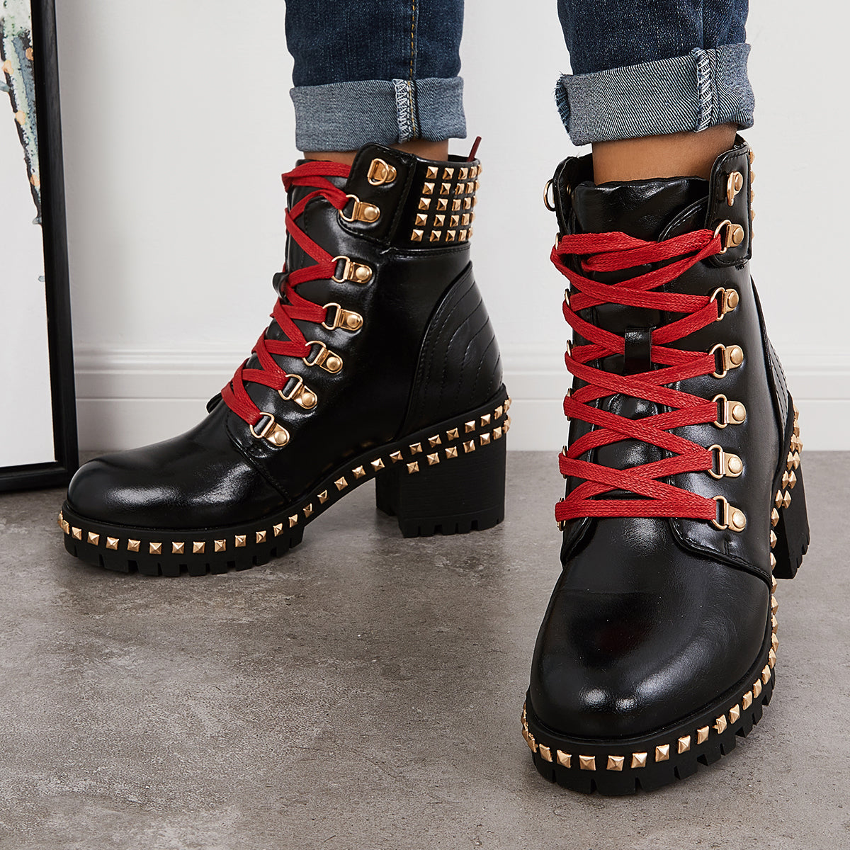 Chunky platform combat boots best sale
